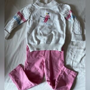 Janie and Jack Girls Ski Sweater and matching pink Valutin pants